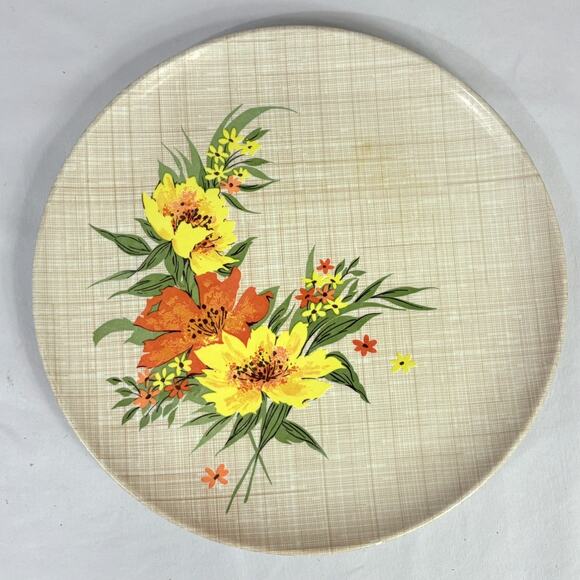 Vintage Melamine 10” Dinner Plates Lenox Ware 1960s Floral Bouquet Fall Harvest - Picture 2 of 5